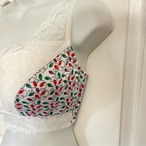 Rhonda Shear Ahh Pin-Up Lace Leisure Bra Holiday Edition Christmas Lights- XL - Picture 5 of 11